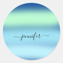 Name Kleine Unternehmen Vielen Dank Blue Green Pas Runder Aufkleber