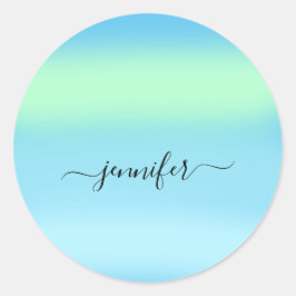 Name Kleine Unternehmen Vielen Dank Blue Green Pas Runder Aufkleber