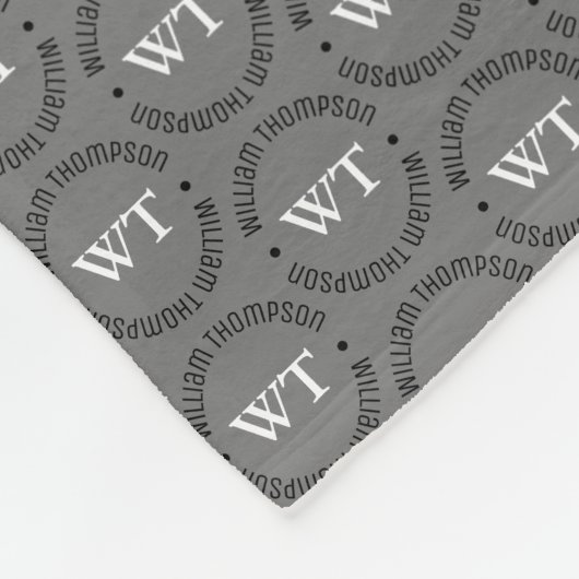 Name (Kreismonogramm), ganz auf Grau gestempelt Fleecedecke (Ecke)