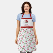 Name Küchen-Weihnachts-Schleife Grünmuster Schürze (Getragen)