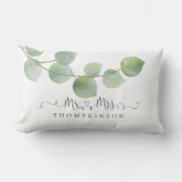 Name Künstlerisch Script Green Eucalyptus Lendenkissen