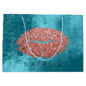 Name Kupfer Metal Ocean Kiss Lips Glitzer Bronze Große Geschenktüte (Rückseite)