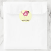 Name Labels/Aufkleber Pink Bird - Design Runder Aufkleber (Tasche)