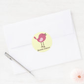 Name Labels/Aufkleber Pink Bird - Design Runder Aufkleber (Umschlag)