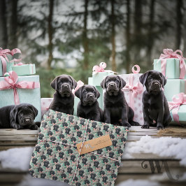 Name Labrador Puppy Mint Moderne Weihnachten hinzu Geschenkpapier