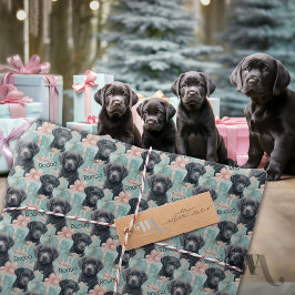 Name Labrador Welppy Modern Christmas Geschenkpapier