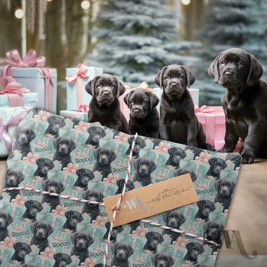 Name Labrador Welppy Modern Christmas Geschenkpapier