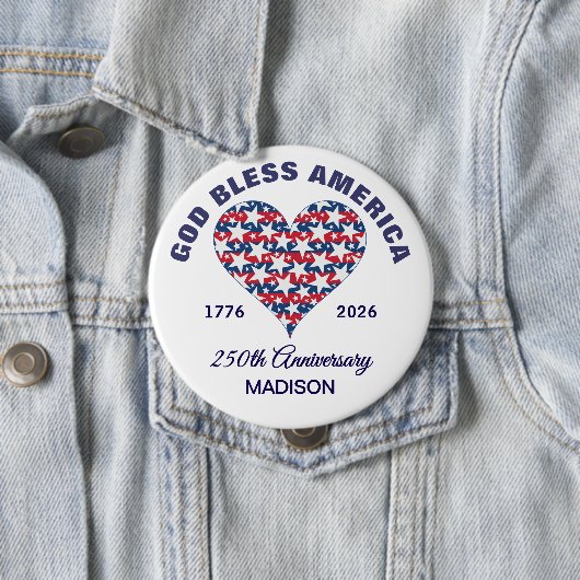 Name, Large 4-in God Bless America Heart Stars Button (Beispiel)