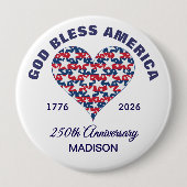 Name, Large 4-in God Bless America Heart Stars Button (Vorderseite)