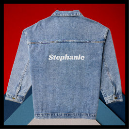 Name Large Jumbo White Block Letters Blue Jeansjacke