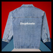 Name Large Jumbo White Block Letters Blue Jeansjacke