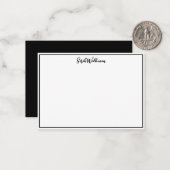 Name & Leerzeichen Schwarz/Weiß Minimalistisch Mitteilungskarte (Vorderseite/Rückseite Beispiel)
