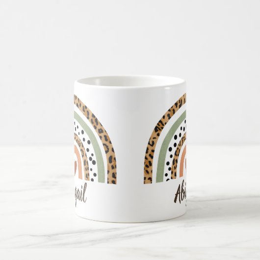 Name Leopard Spots Print Boho Rainbow Coff ändern Kaffeetasse (Mittel)