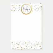 Name Letter Gold Confetti Monogramm Post-it Klebezettel (Vorderseite)