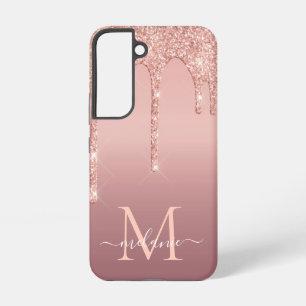 Name Letter Personalisierte Rose Blush Glitter Tro Samsung Galaxy Hülle