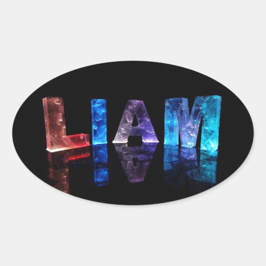 Name Liam in 3D-Leuchten (Foto) Ovaler Aufkleber (Vorderseite)