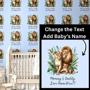 Name Liebe Baby Name - Löwen & Löwen Cub auf blau Tapete