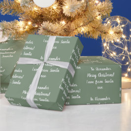Name Liebe von Santa Sage Green Weihnachten Geschenkpapier