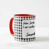Name, Lieber Santa Buffalo Karo 11oz oder 15oz Com Tasse (Vorderseite Links)
