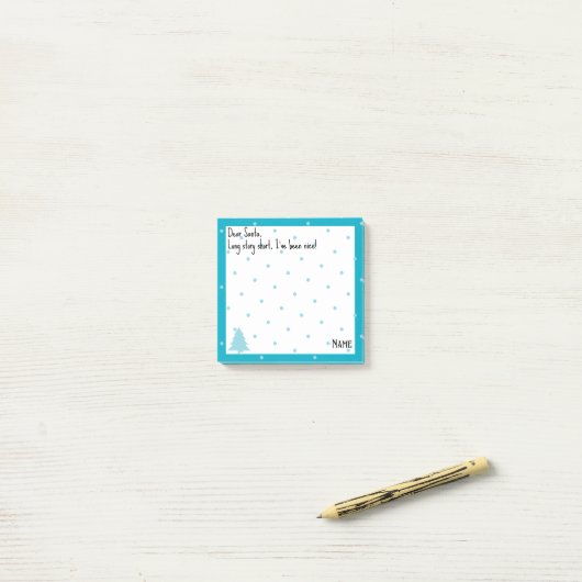 Name, Liebling Santa Blue Polka Dots Post-it Klebezettel (Auf Schreibtisch)