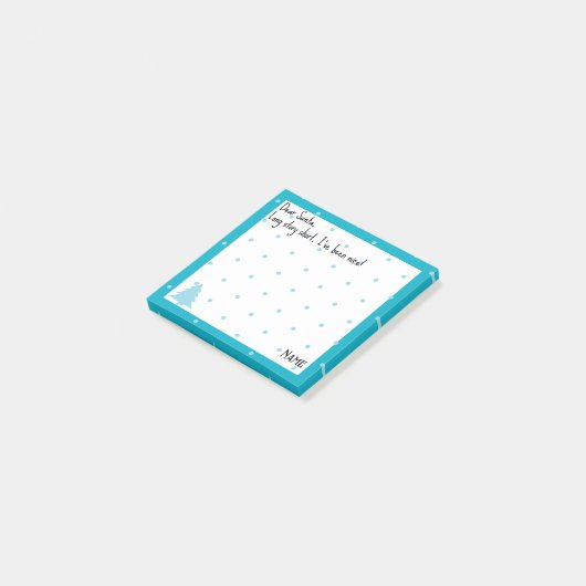 Name, Liebling Santa Blue Polka Dots Post-it Klebezettel (angewinkelt)