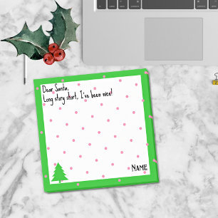 Name, Liebling Santa Pink Polka Dots Post-it Klebezettel