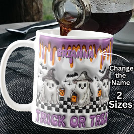 Name Lila 3D-Effekt Halloween-Geister hinzufügen Kaffeetasse