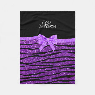 Name lila Glitzer Zebrastreifen lila Bogen Fleecedecke