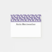 Name-lila Hundeknochen und Tatzen V03 Post-it Klebezettel (Vorderseite)