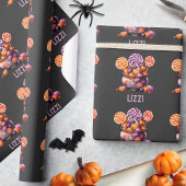 Name Lila Orange Trick oder Treat Niedlich Hallowe Geschenkpapier
