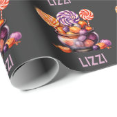 Name Lila Orange Trick oder Treat Niedlich Hallowe Geschenkpapier (Rolleneckpunkt)