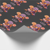 Name Lila Orange Trick or Treat Süß Halloween Geschenkpapier (Ecke)
