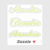 Name Lime Green Handgeschriebene Skriptversionen Aufkleber (Blatt)