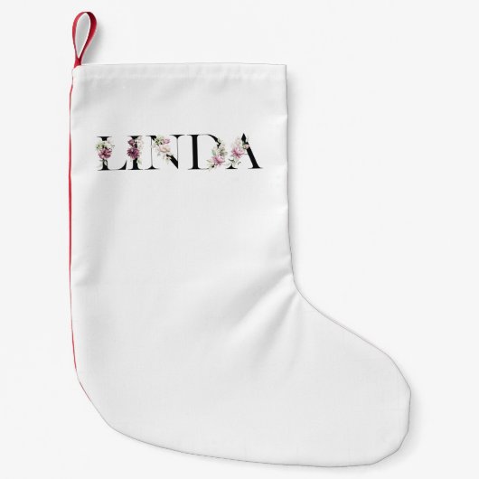 Name Linda Kleiner Weihnachtsstrumpf (Vorderseite)