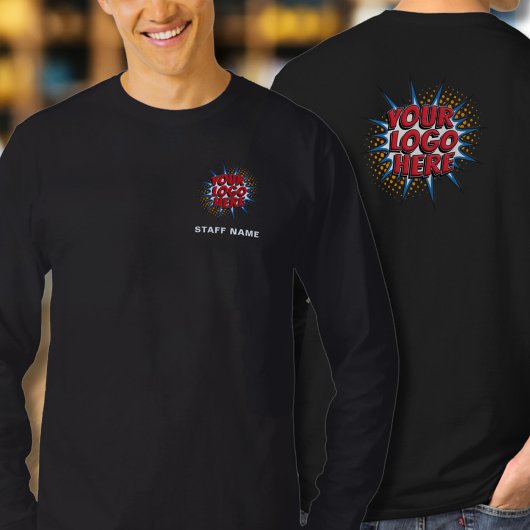 Name & Logo Upload Black Long Sleeved  T-Shirt