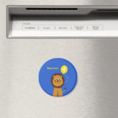 Name Löwe 4. Geburtstag blau hinzufügen Magnet (In Situ (Geschirrspüler))