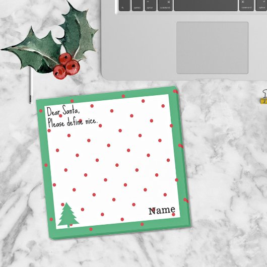Name, Lustiger lieber Santa rote Punkte Post-it Klebezettel