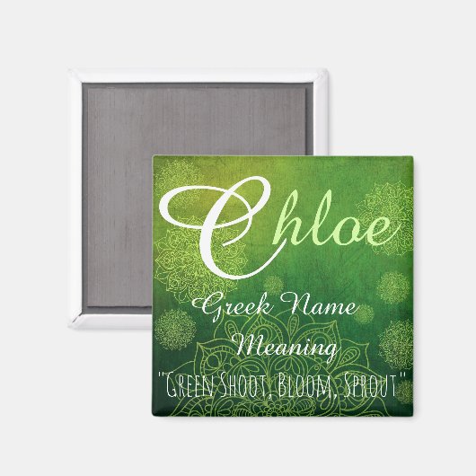 Name Magnet: Chloe, Sprout, Bloom Magnet (Vorderseite/Rückseite)