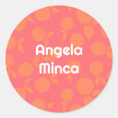 Name Mandarine Muster rund Aufkleber (Vorderseite)