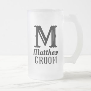 Name Männliches Monogramm Bräutigam Hochzeiten Sch Mattglas Bierglas