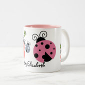 Name-Marienkäfer-Kaffee-Tasse Zweifarbige Tasse (VorderseiteRechts)