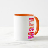 Name "Mary", lebhafte farbenfrohe rosa orangefarbe Tasse (VorderseiteRechts)