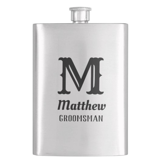 Name Masculine Mit Monogramm Classic Hochzeiten Sc Flachmann (Vorderseite)