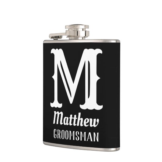 Name Masculine Mit Monogramm Classic Hochzeiten Sc Flachmann (Links)