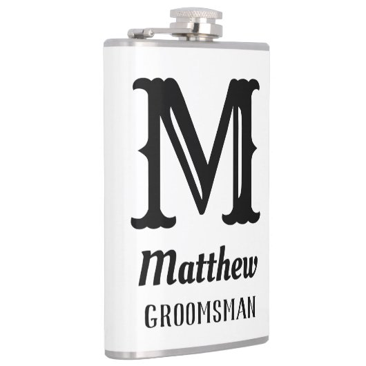 Name Masculine Mit Monogramm Classic Hochzeiten Sc Flachmann (Rechts)