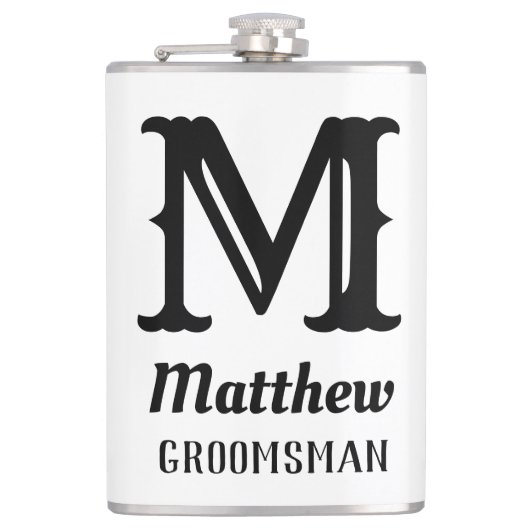 Name Masculine Mit Monogramm Classic Hochzeiten Sc Flachmann (Vorderseite)