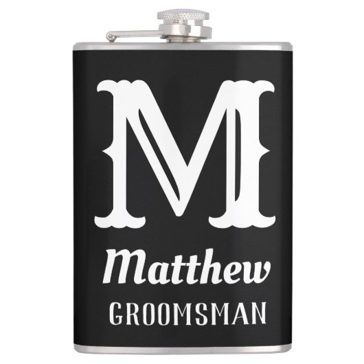 Name Masculine Mit Monogramm Classic Hochzeiten Sc Flachmann (Vorderseite)
