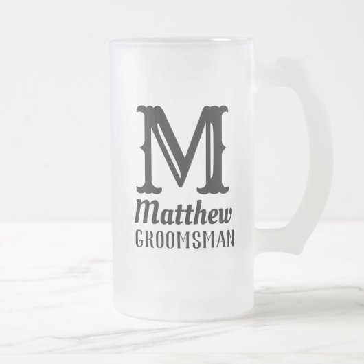 Name Masculine Mit Monogramm Classic Hochzeiten Sc Mattglas Bierglas (Rechts)