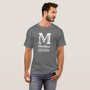 Name Masculine Mit Monogramm Groom Hochzeiten Grau T-Shirt
