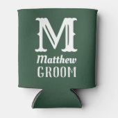 Name Masculine Mit Monogramm Groom Wedding Green Dosenkühler (Vorderseite)